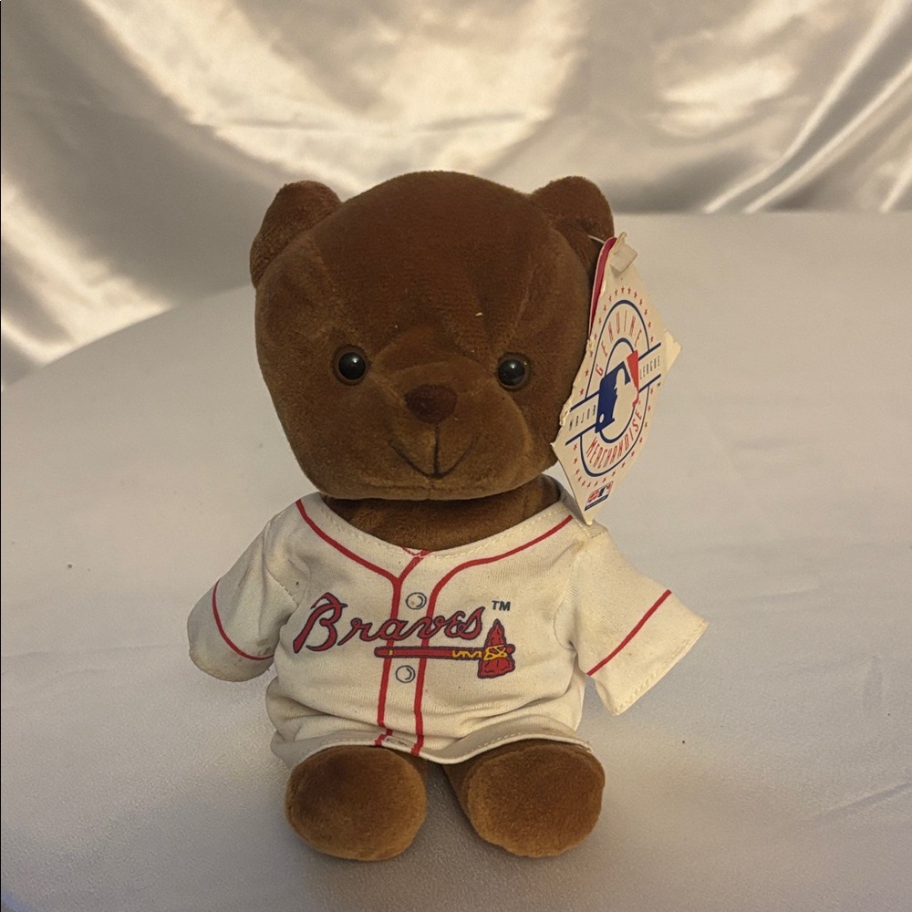 Genuine major League Brown Bear with White Braves Jersey